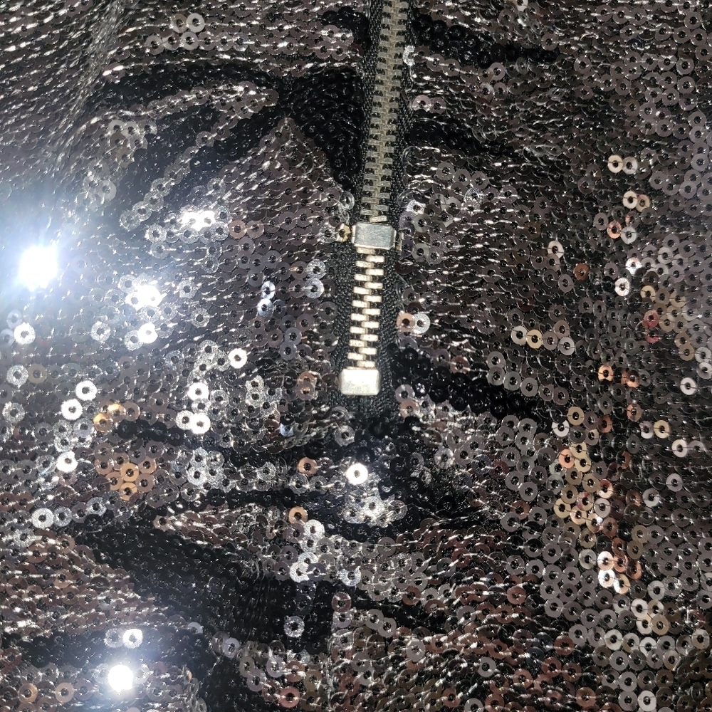 Black Collection Silver Sequins Mini Skirt Size S - Picture 4 of 4